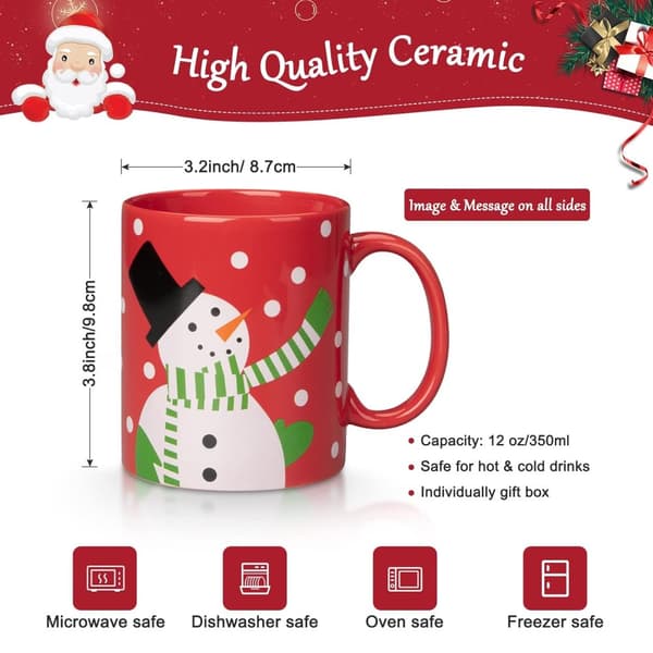 Julmuggar, 12oz kapacitet, keramiskt material, festlig design,301-400ml