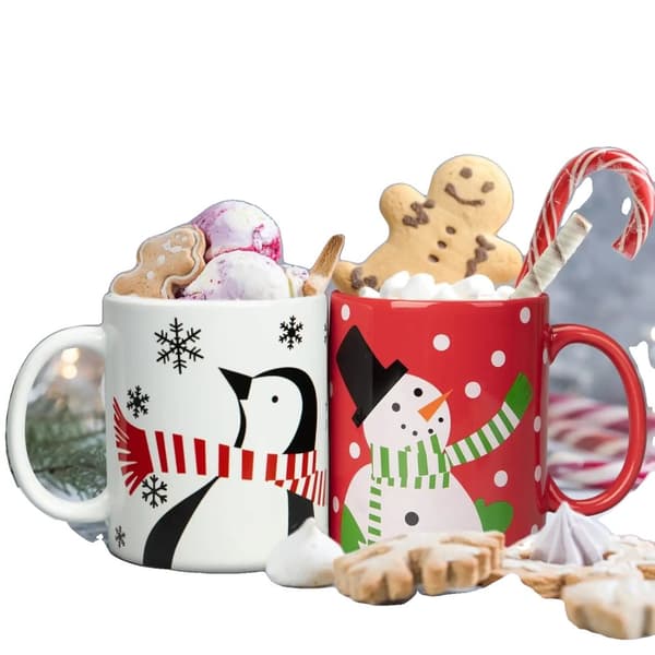 Julmuggar, 12oz kapacitet, keramiskt material, festlig design,301-400ml