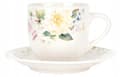 Miniatyrbillede 1 af 3: Porcelænskop med underkop, hvid, blomstermønster, 200 ml