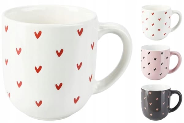 Keramisk mugg med hjärtan 300ml färgglad