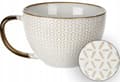 Miniatyrbild 2 av 3: Elegant keramisk mugg 460ml Vit och guld med präglat mönster