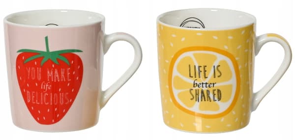 Porcelænskrus med hank 200ml 8,6x7,7cm Jordbær og appelsin