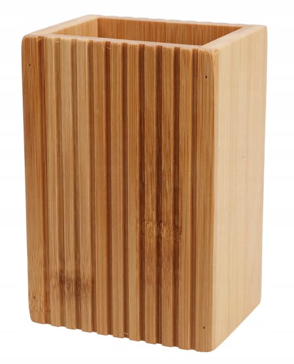 Elegant tandborsthållare i bambu för badrummet 8,8x6,6x12,4 cm