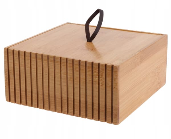 Badeværelsesbeholderorganisator bambus dekorativ elegant 15x15x7cm