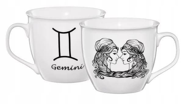 Krus stjernetegn Tvillingerne porcelæn hvid 550 ml