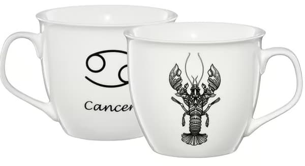 Krebs stjernetegn krus porcelæn hvid 550 ml