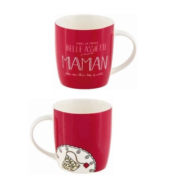 Mugg - Bakom dörren - LEMAN - Vacker Maman tallrik - 9cm höjd - Porslin