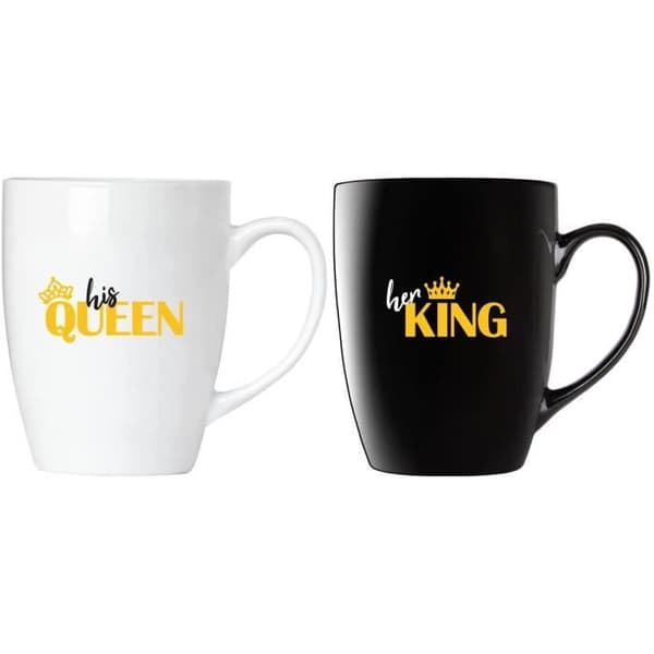 Kaffekoppar - BRUBAKER - Hennes Kung & Hans Drottning - 300 ml - Keramik - Svart och Vit