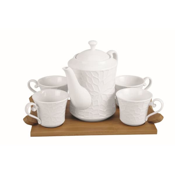Set med kaffekoppar Home ESPRIT Vit Bambu Porslin