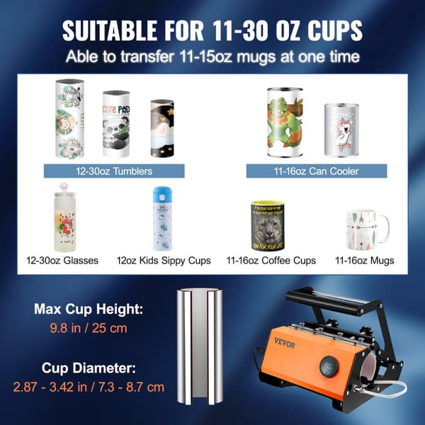 Mug Varmepresser, 11-30oz Kapacitet, Automatisk Kontrol