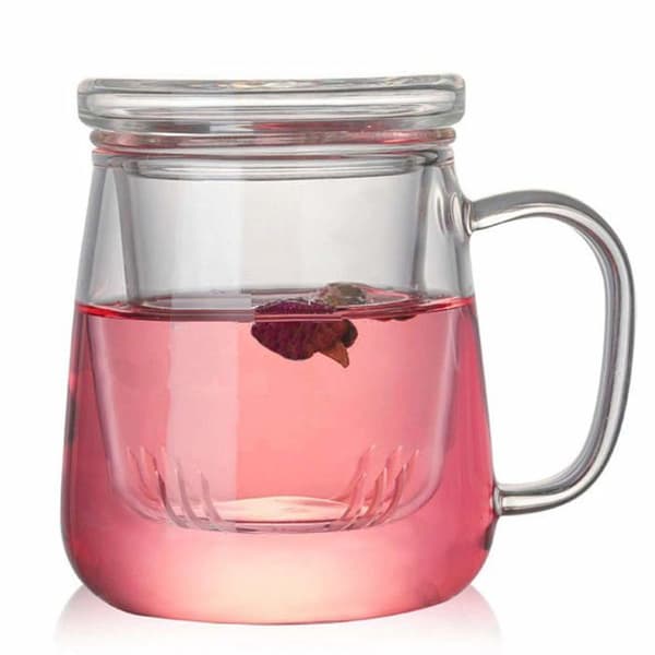 Mugg - kopp - mazagran Tamume 400ML Tekoppar med filter och lock - Brise stil kopp med teinfuser