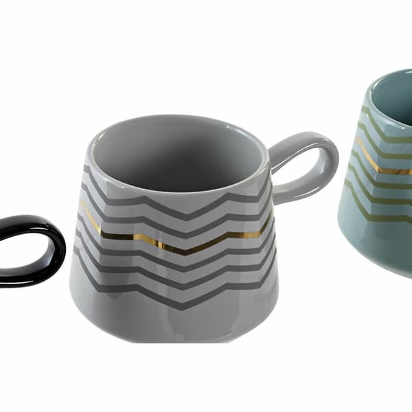Mugg DKD Home Decor Svart Grå Blå Rosa Stengods Modern (400 ml) (4 antal)