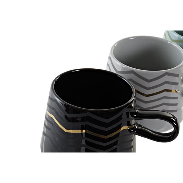Mugg DKD Home Decor Svart Grå Blå Rosa Stengods Modern (400 ml) (4 antal)