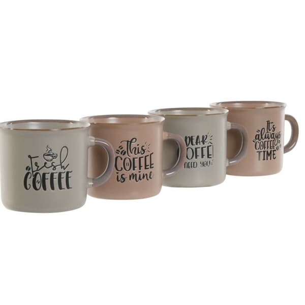 Set med kaffekoppar Home ESPRIT Blå Rosa Stengods 180 ml