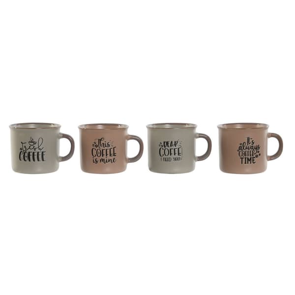 Set med kaffekoppar Home ESPRIT Blå Rosa Stengods 180 ml