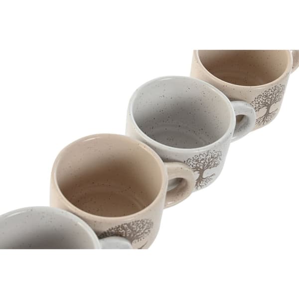 Dele kaffekopsæt Home ESPRIT Hvid Beige Metal Stentøj 150 ml