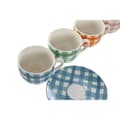Miniatyrbillede 3 af 3: Sæt med 6 kopper og underkopper Home ESPRIT Blå Grøn Orange Pink Porcelæn Striber Middelhavet 240 ml