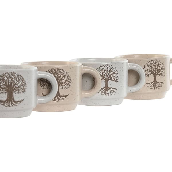 Dele kaffekopsæt Home ESPRIT Hvid Beige Metal Stentøj 150 ml