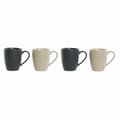 Miniatyrbillede 1 af 4: Set med kopper DKD Home Decor Beige Mørkegrå Gummitræ Stentøj 300 ml 19 x 13 x 31 cm (4 Dele)