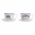 Miniatyrbillede 1 af 3: Kop og tallerken DKD Home Decor Hvid Grøn Syren Porcelæn 220 ml (2 enheder)