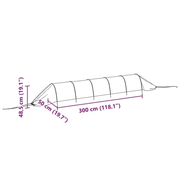 vidaXL væksttunnel 300x50x48,5 cm stål og polyethylen sort