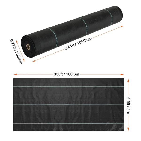 Rikkaruohosuojausmaisemakangas, kestävä kudottu materiaali, UV-suojattu,6.5x330ft 3.2Oz