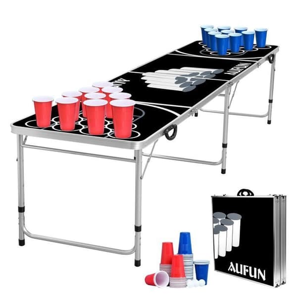 XMTECH Ölpingisbord Vattentätt bärbart hopfällbart spelbord för camping BBQ Party