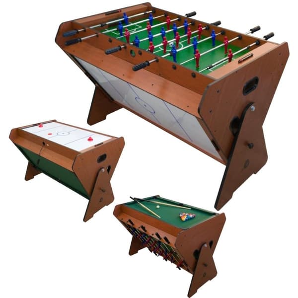 Premium 3-i-1 Spillebord med Ventilator - Bordfodbold, Billard og Airhockey - Komplet Sæt