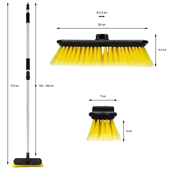 Teleskooppinen pesuharja, jossa on vesivirta 100 - 168 cm