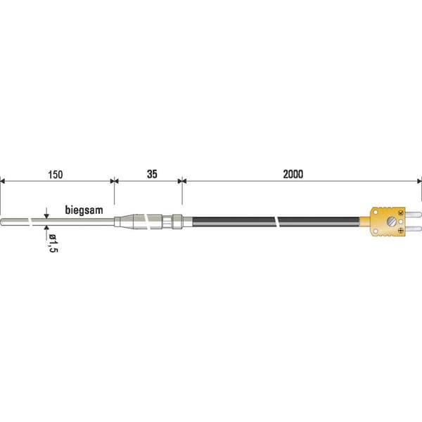 B + B Thermo-Technik 0625 1429-11 Immersionssond -100 till +1000 °C Sensortyp K