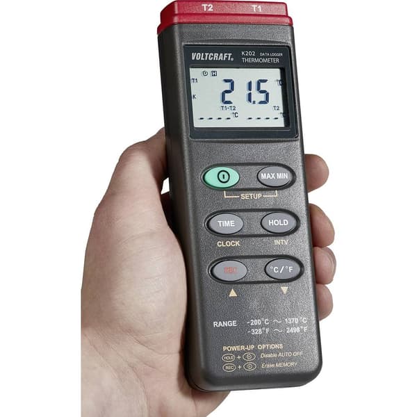 VOLTCRAFT K202 Temperaturmätare -200 - +1370 °C Sensortyp K Datalogger-funktion