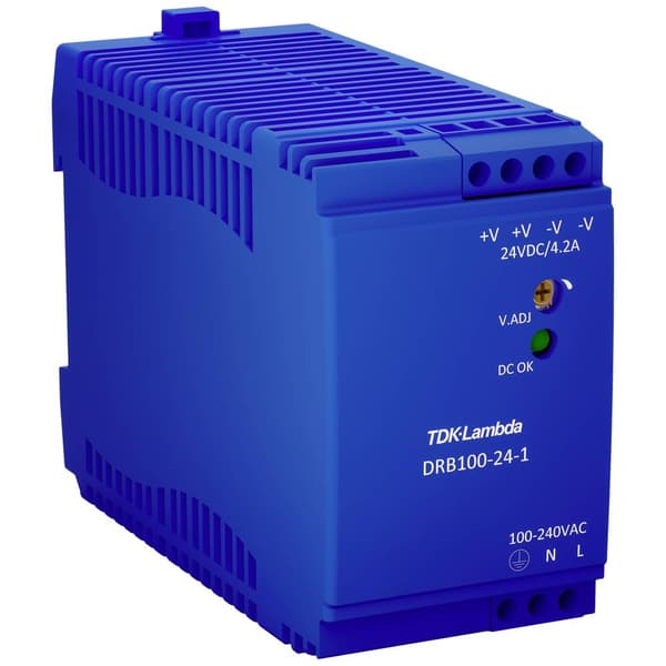 TDK-Lambda DRB100-24-1 DIN-skena nätaggregat 24 V/DC 4.2 A 100.8 W Antal utgångar:1 x Innehåll 1 st