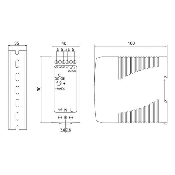 MW Mean Well MDR-60-24 DIN-skena nätaggregat 24 V/DC 2.5 A 60 W Antal utgångar:1 x Innehåll 1 st