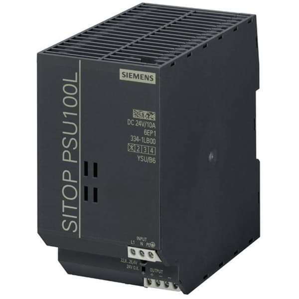 Siemens SITOP PSU100L 24 V/10 A DIN-skena nätaggregat 24 V/DC 10 A 240 W Antal utgångar:1 x Innehåll 1 st Multifärg
