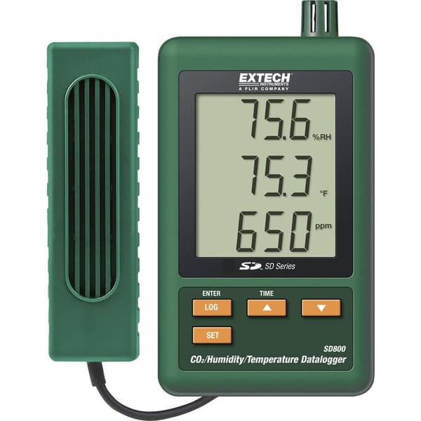 Mutli-datalogger Extech SD800 Uppmätt värde Temperatur, CO2, Fuktighet 0 till 50 °C 10 till 90 % rF