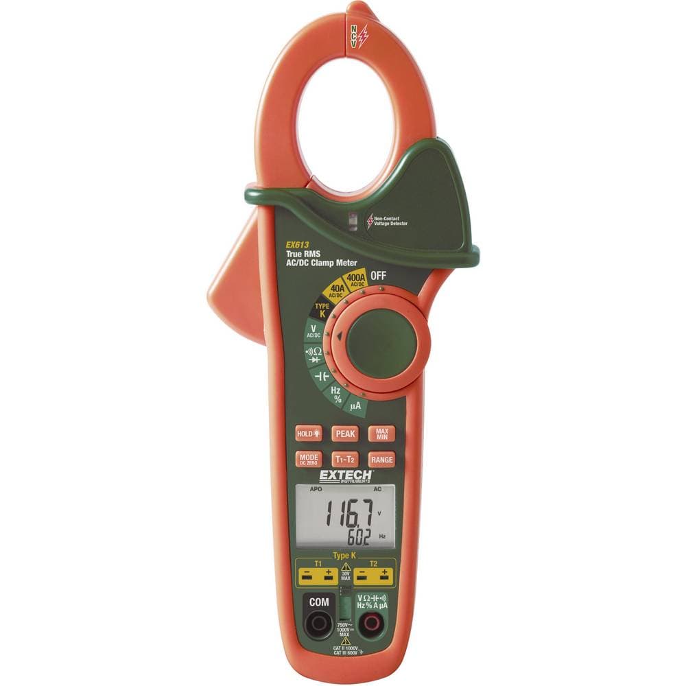 Extech EX613 Strømtang , Hånd-multimeter digital CAT III 600 V Visning (counts): 40000
