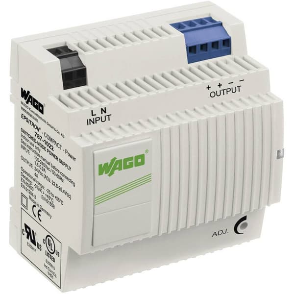 WAGO EPSITRON® COMPACT POWER 787-1022 DIN-skena nätaggregat 24 V/DC 4 A 96 W Antal utgångar:2 x Innehåll 1 st Grå
