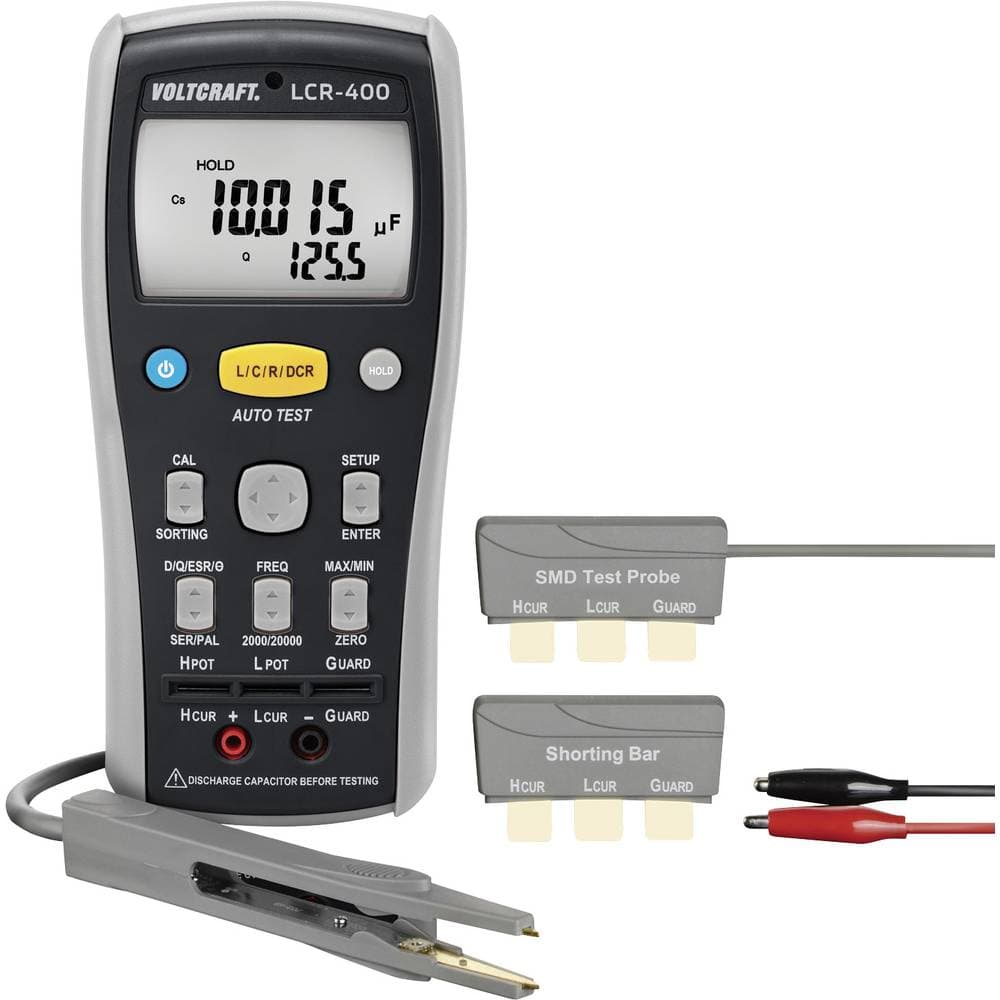 VOLTCRAFT LCR-400 Komponenttester digital CAT I Visning (counts): 20000