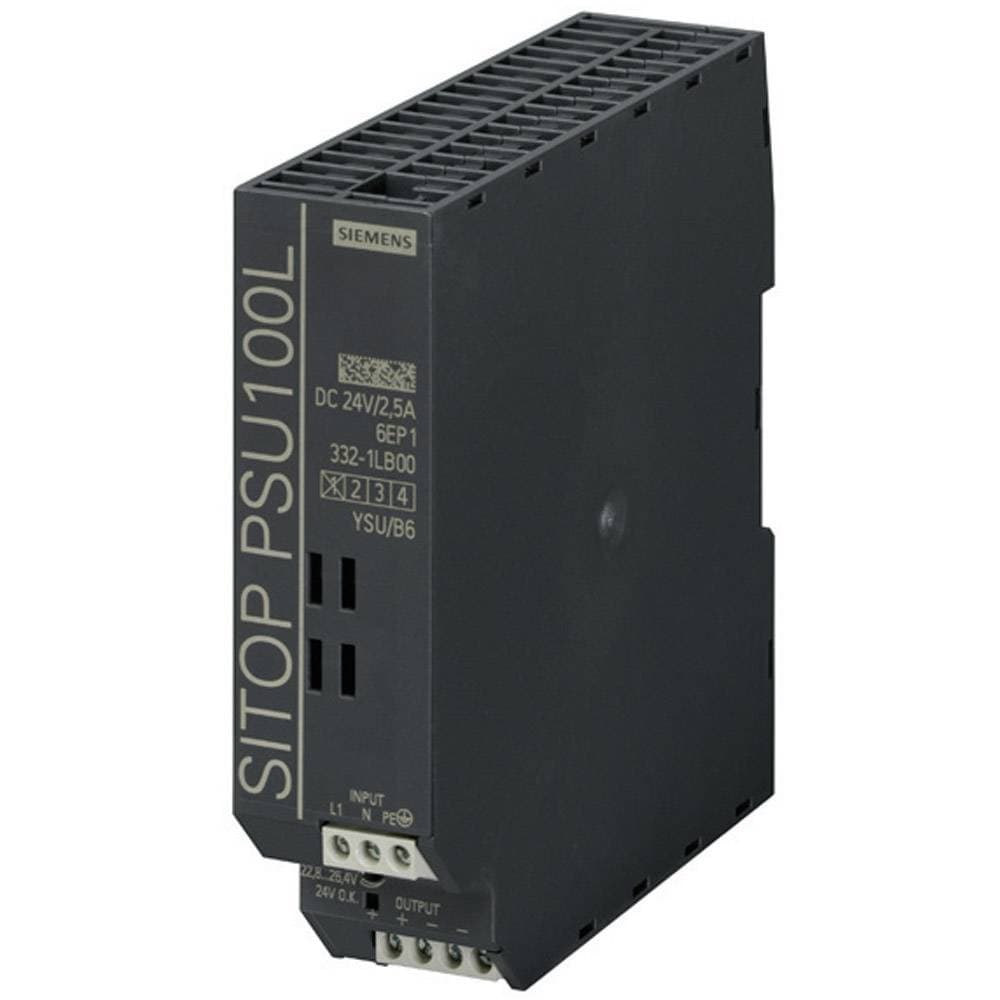 Siemens SITOP PSU100L 24 V/2,5 A Strømforsyning til DIN-skinne (DIN-rail) 24 V/DC 2.5 A 60 W 1 x