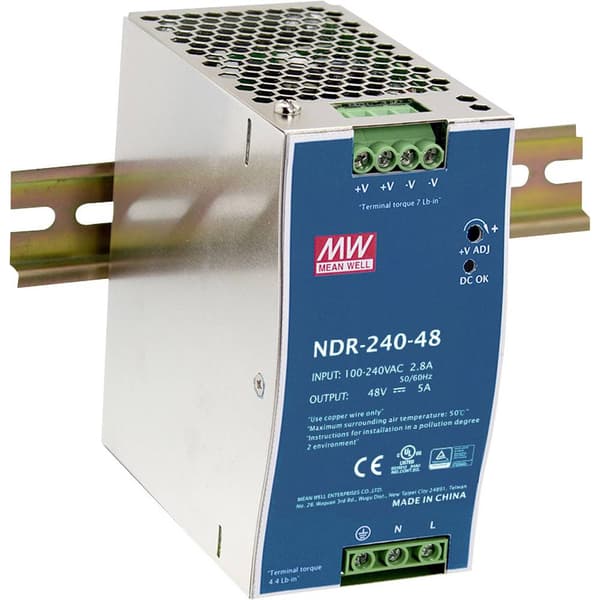 MW Mean Well NDR-240-24 DIN-skena nätaggregat 240 W Antal utgångar:1 x Innehåll 1 st