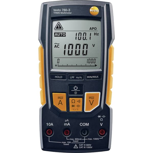 testo 0590 7603 Handmultimeter digital CAT III 1000 V, CAT IV 600 V Display (Beräkningar): 6000
