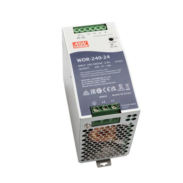 Mean Well WDR-240-24 DIN-skena nätaggregat 24 V/DC 10 A 240 W Antal utgångar:1 x Innehåll 1 st