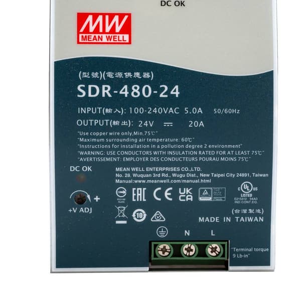 Mean Well NDR-480-24 DIN-skena nätaggregat 480 W Antal utgångar:1 x Innehåll 1 st