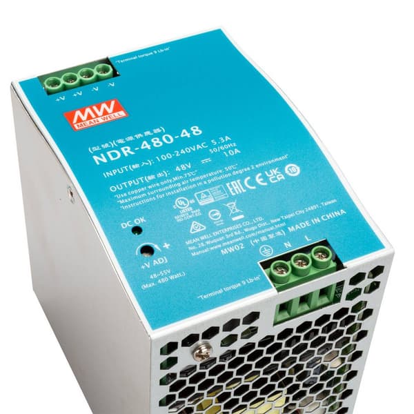 Mean Well NDR-480-48 DIN-skena nätaggregat 480 W Antal utgångar:1 x Innehåll 1 st