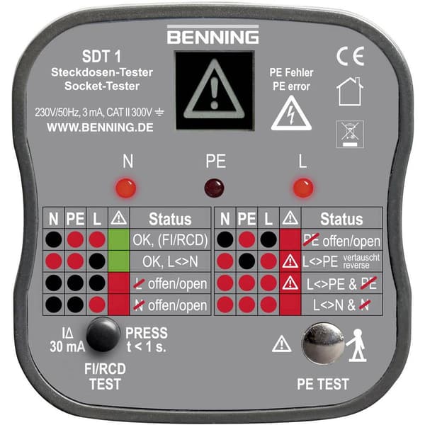 Benning SDT 1 Kontakttestare CAT III 300 V LED, LCD