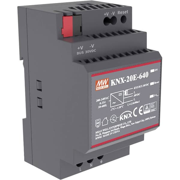 MW Mean Well KNX-20E-640 DIN-skena nätaggregat 30 V/DC 640 mA 19.2 W Antal utgångar:1 x Innehåll 1 st