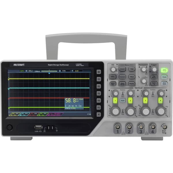 VOLTCRAFT DSO-1104E Digitalt oscilloskop 100 MHz 4 kanaler 1 GSa/s 64 kpts 8 Bit Digital lagring (DSO) 1 st