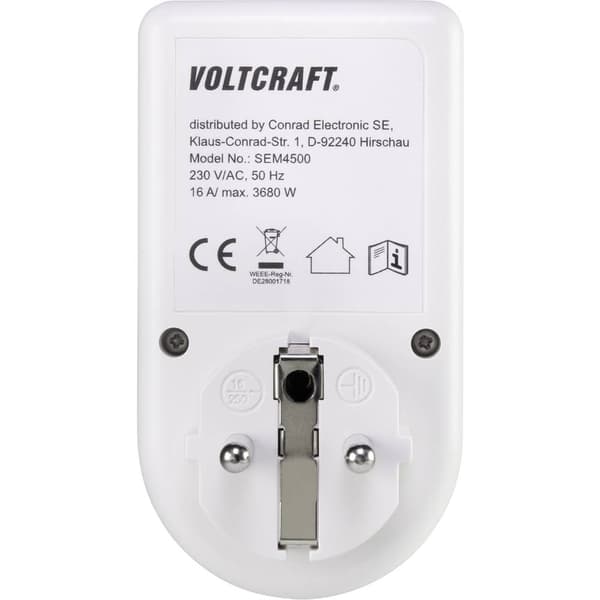 VOLTCRAFT SEM4500 Energimätare Kostnadsprognos, Alarmfunktion, Eltariff inställbar
