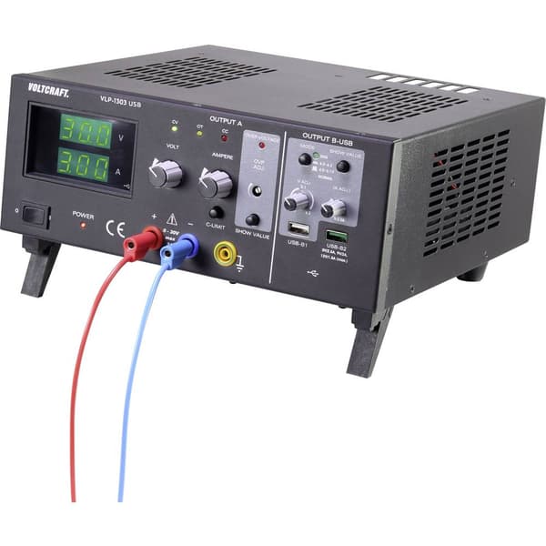 VOLTCRAFT VLP-1303 USB Laboratorieaggregat, justerbar 0 - 30 V 0.01 - 3 A 123 W OVP Antal utgångar 3 x