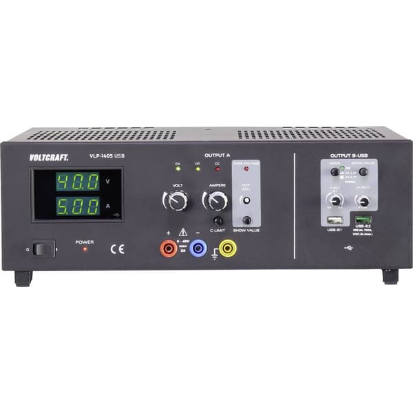 VOLTCRAFT VLP-1405 USB Laboratorieaggregat, justerbar 0 - 40 V 0.01 - 5 A 233 W OVP Antal utgångar 3 x